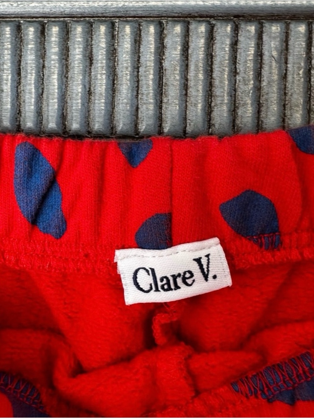 Clare V. Red Shorts with Navy Spot Print - Picture 2 of 3